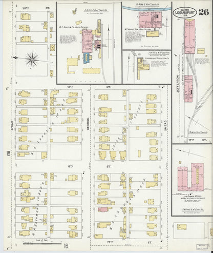 Sanborn Fire Insurance Map from Logansport, Cass County, Indiana (1906), Sheet #0026 - Complete Map Set gallery image, historic Sanborn map, vintage wall art, Indiana Indiana