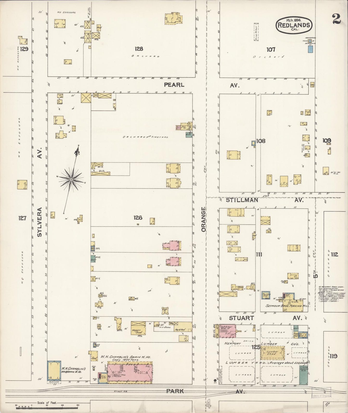 Sanborn Fire Insurance Map from Redlands, San Bernardino County, California (1894), Sheet #0002 - Complete Map Set gallery image, historic Sanborn map, vintage wall art, California California