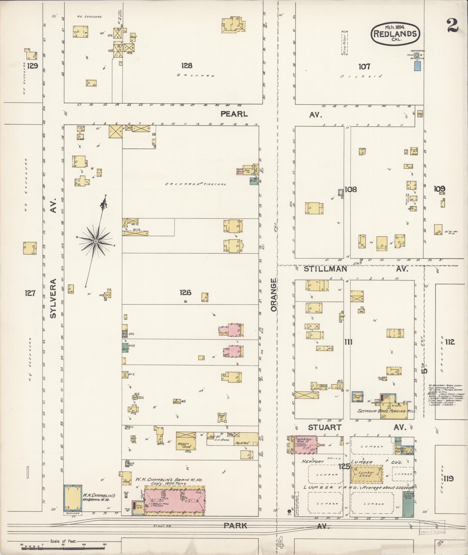 Sanborn Fire Insurance Map from Redlands, San Bernardino County, California (1894), Sheet #0002 - Complete Map Set gallery image, historic Sanborn map, vintage wall art, California California