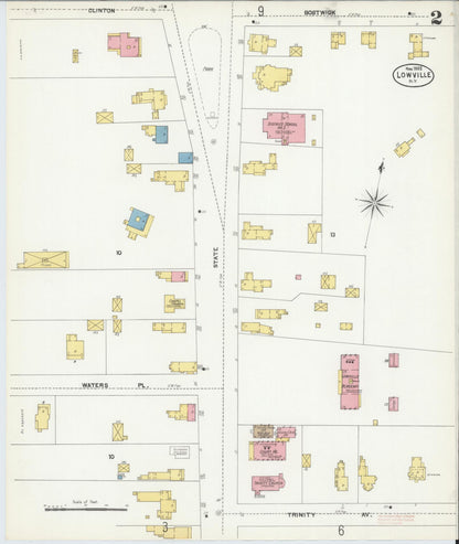 Sanborn Fire Insurance Map from Lowville, Lewis County, New York (1902), Sheet #0002 - Complete Map Set gallery image, historic Sanborn map, vintage wall art, New York New York