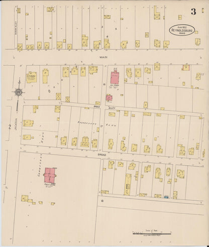 Sanborn Fire Insurance Map from Reynoldsburg, Franklin County, Ohio (1922), Sheet #0003 - Historic Sanborn Fire Insurance Map Print, vintage old map wall art, antique decor, genealogy gift, Ohio Ohio map