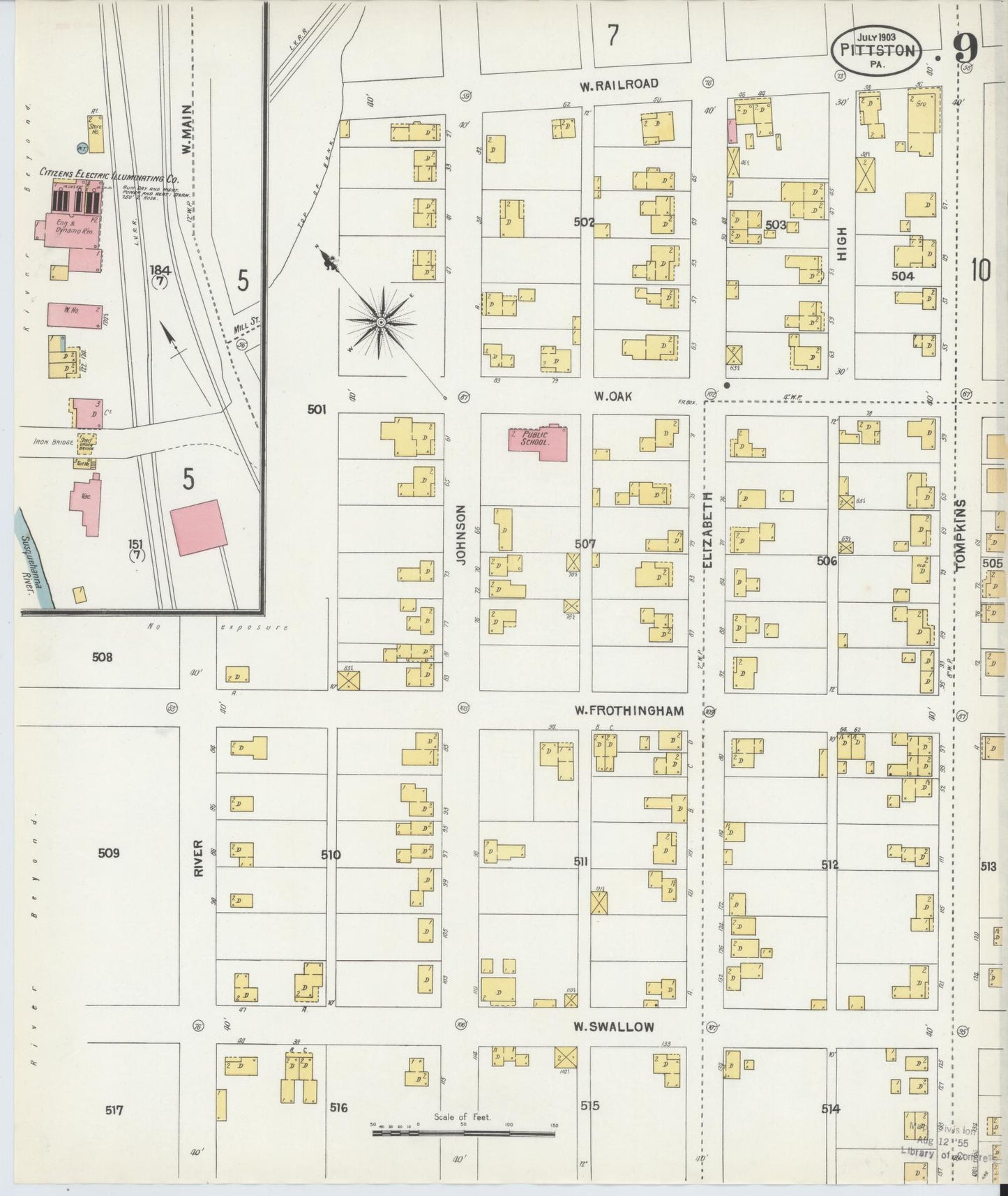 Sanborn Fire Insurance Map from Pittston, Luzerne County, Pennsylvania (1903), Sheet #0009 - Complete Map Set gallery image, historic Sanborn map, vintage wall art, Pennsylvania Pennsylvania