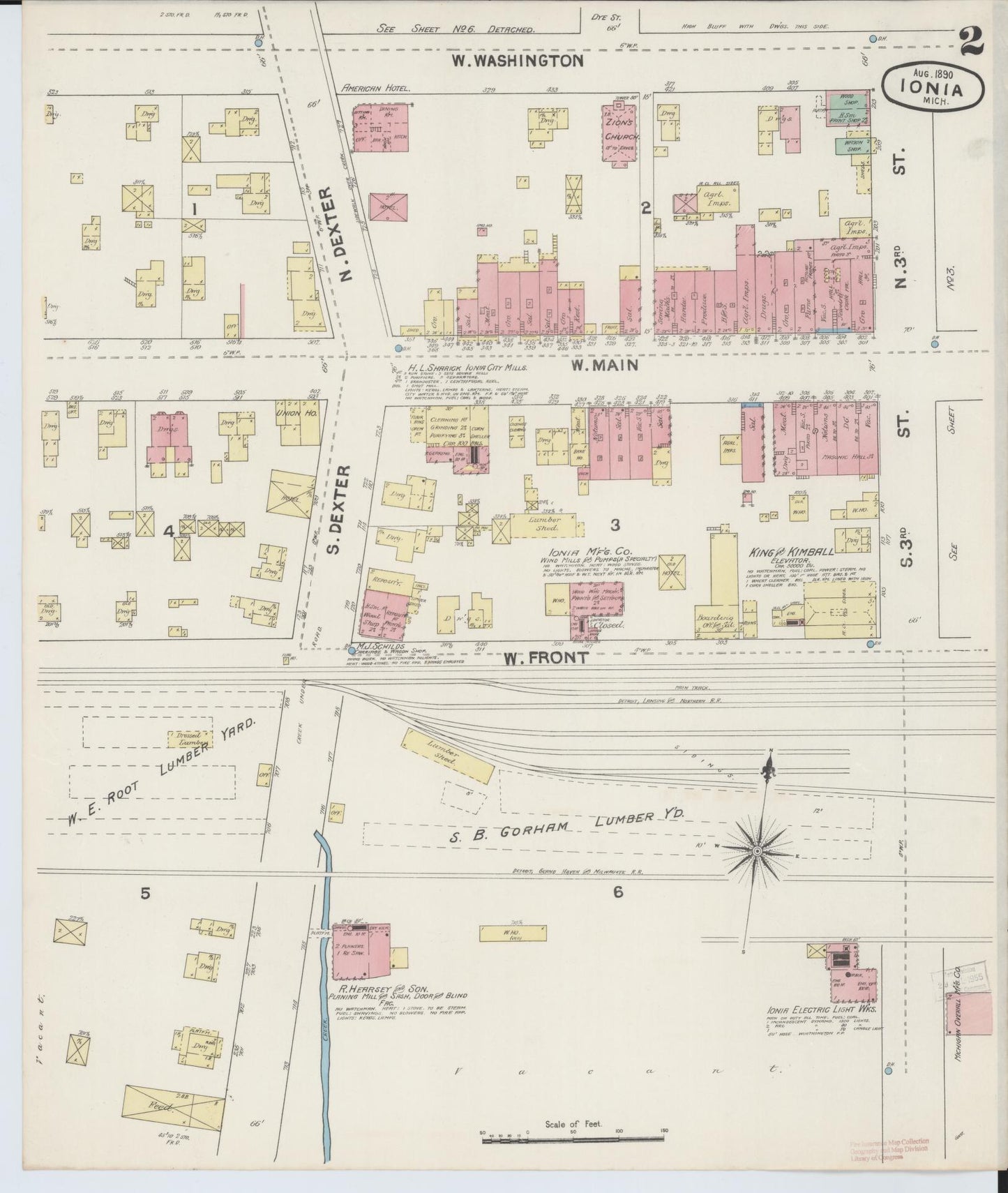 Sanborn Fire Insurance Map from Ionia, Ionia County, Michigan (1890), Sheet #0002 - Complete Map Set gallery image, historic Sanborn map, vintage wall art, Michigan Michigan