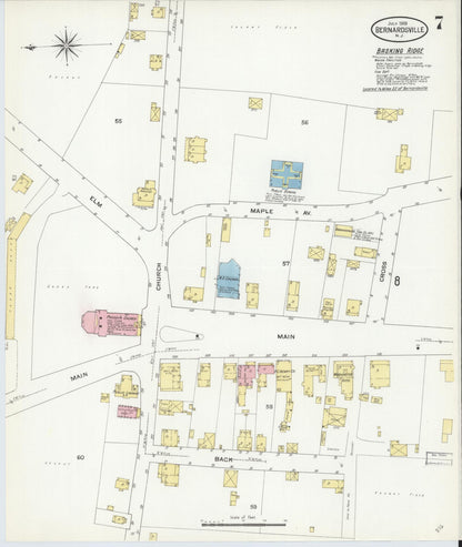 Sanborn Fire Insurance Map from Bernardsville, Somerset County, New Jersey (1909), Sheet #0007 - Historic Sanborn Fire Insurance Map Print, vintage old map wall art, antique decor, genealogy gift, New Jersey New Jersey map