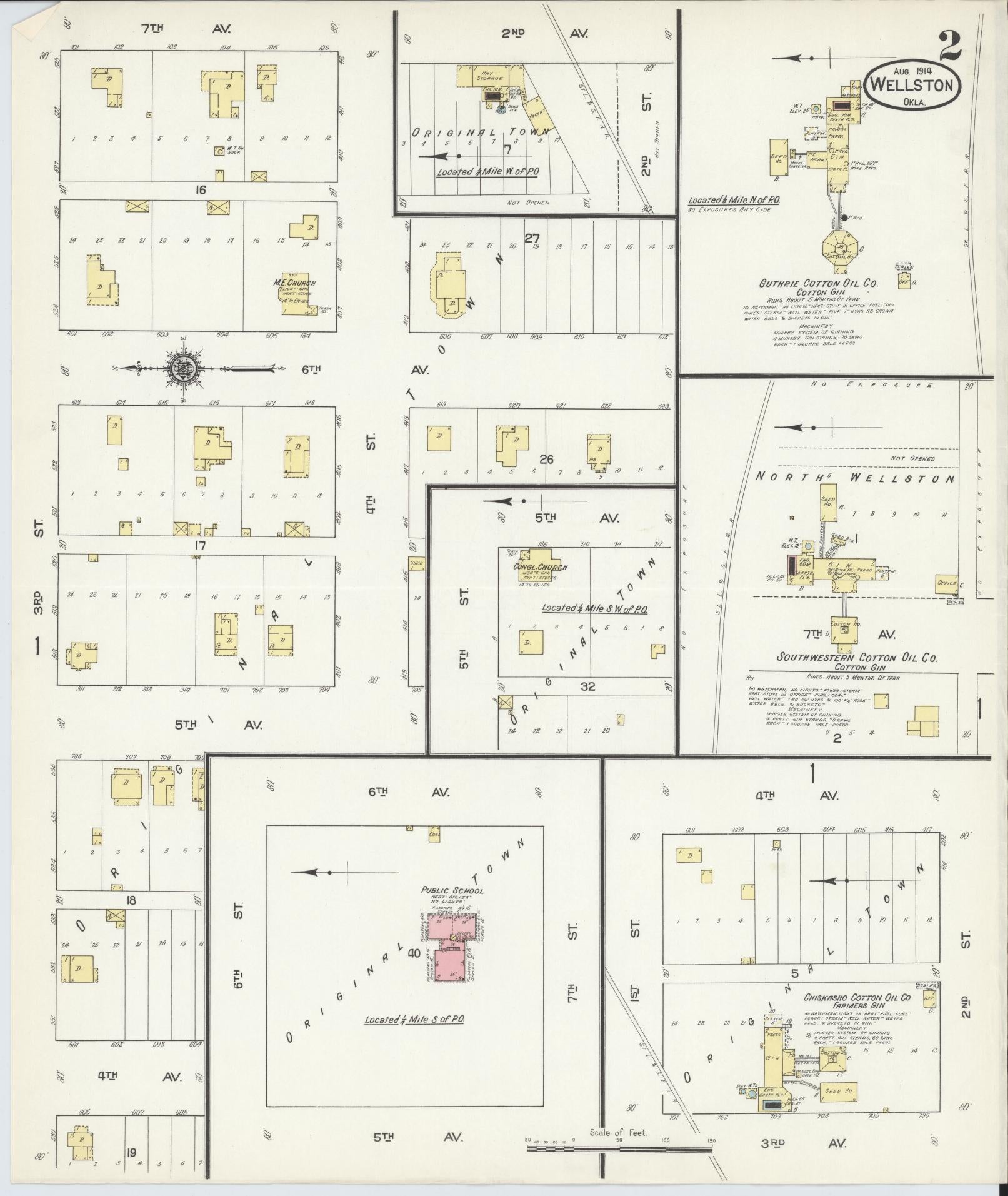 Sanborn Fire Insurance Map from Wellston, Lincoln County, Oklahoma (1914), Sheet #0002 - Historic Sanborn Fire Insurance Map Print, vintage old map wall art, antique decor, genealogy gift, Oklahoma Oklahoma map
