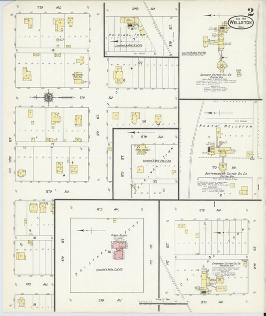 Sanborn Fire Insurance Map from Wellston, Lincoln County, Oklahoma (1914), Sheet #0002 - Historic Sanborn Fire Insurance Map Print, vintage old map wall art, antique decor, genealogy gift, Oklahoma Oklahoma map