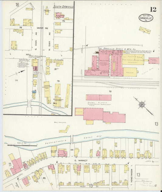 Sanborn Fire Insurance Map from Danville, Montour County, Pennsylvania (1913), Sheet #0012 - Historic Sanborn Fire Insurance Map Print, vintage old map wall art, antique decor, genealogy gift, Pennsylvania Pennsylvania map