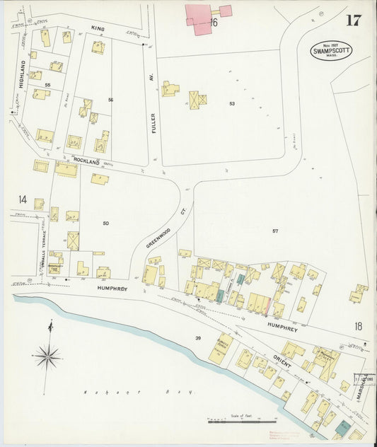 Sanborn Fire Insurance Map from Swampscott, Essex County, Massachusetts (1907), Sheet #0017 - Historic Sanborn Fire Insurance Map Print, vintage old map wall art, antique decor, genealogy gift, Massachusetts Massachusetts map