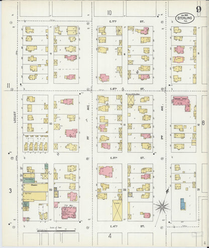 Sanborn Fire Insurance Map from Sterling, Whiteside County, Illinois (1903), Sheet #0009 - Complete Map Set gallery image, historic Sanborn map, vintage wall art, Illinois Illinois