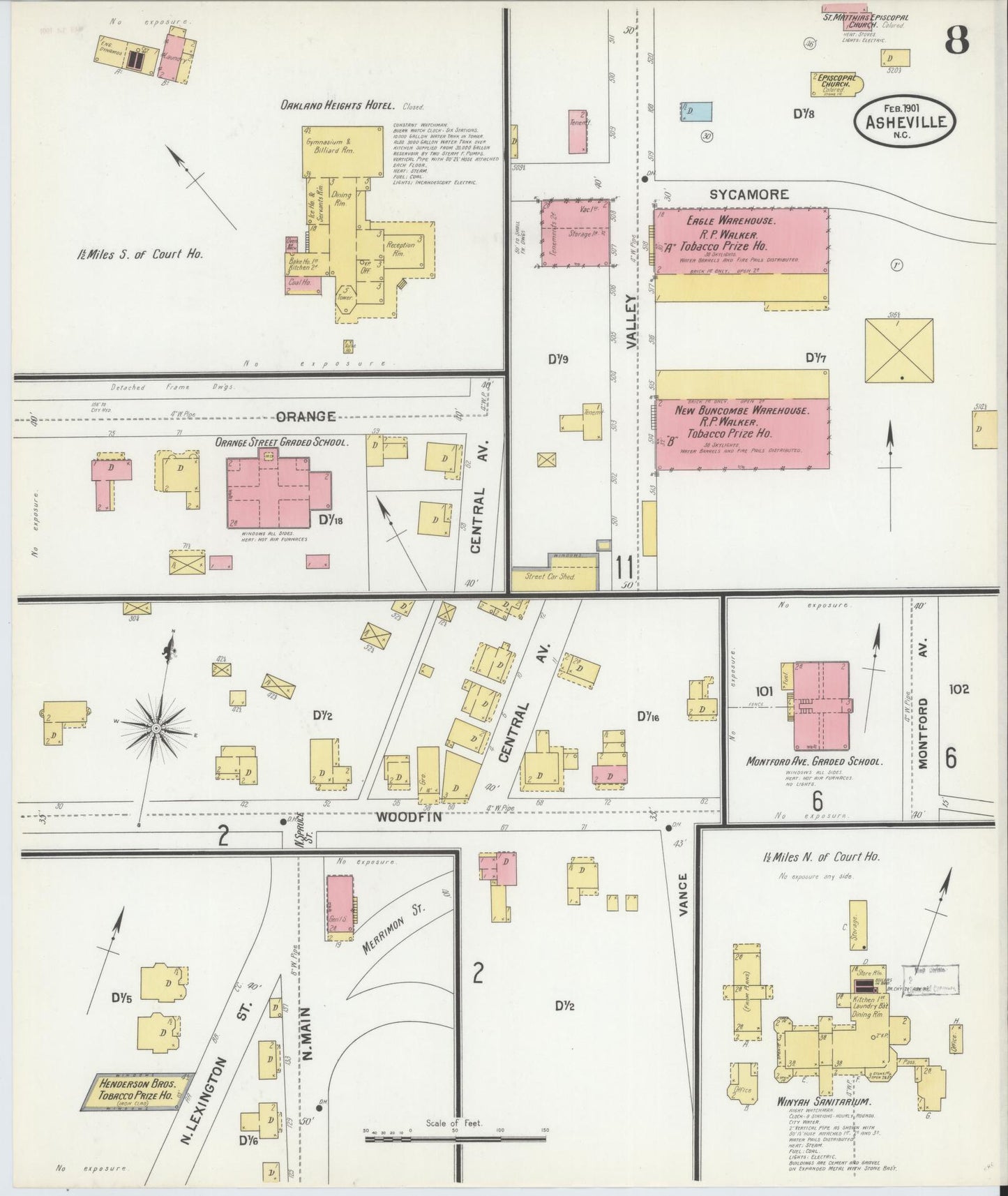 Sanborn Fire Insurance Map from Asheville, Buncombe County, North Carolina (1901), Sheet #0008 - Complete Map Set gallery image, historic Sanborn map, vintage wall art, North Carolina North Carolina