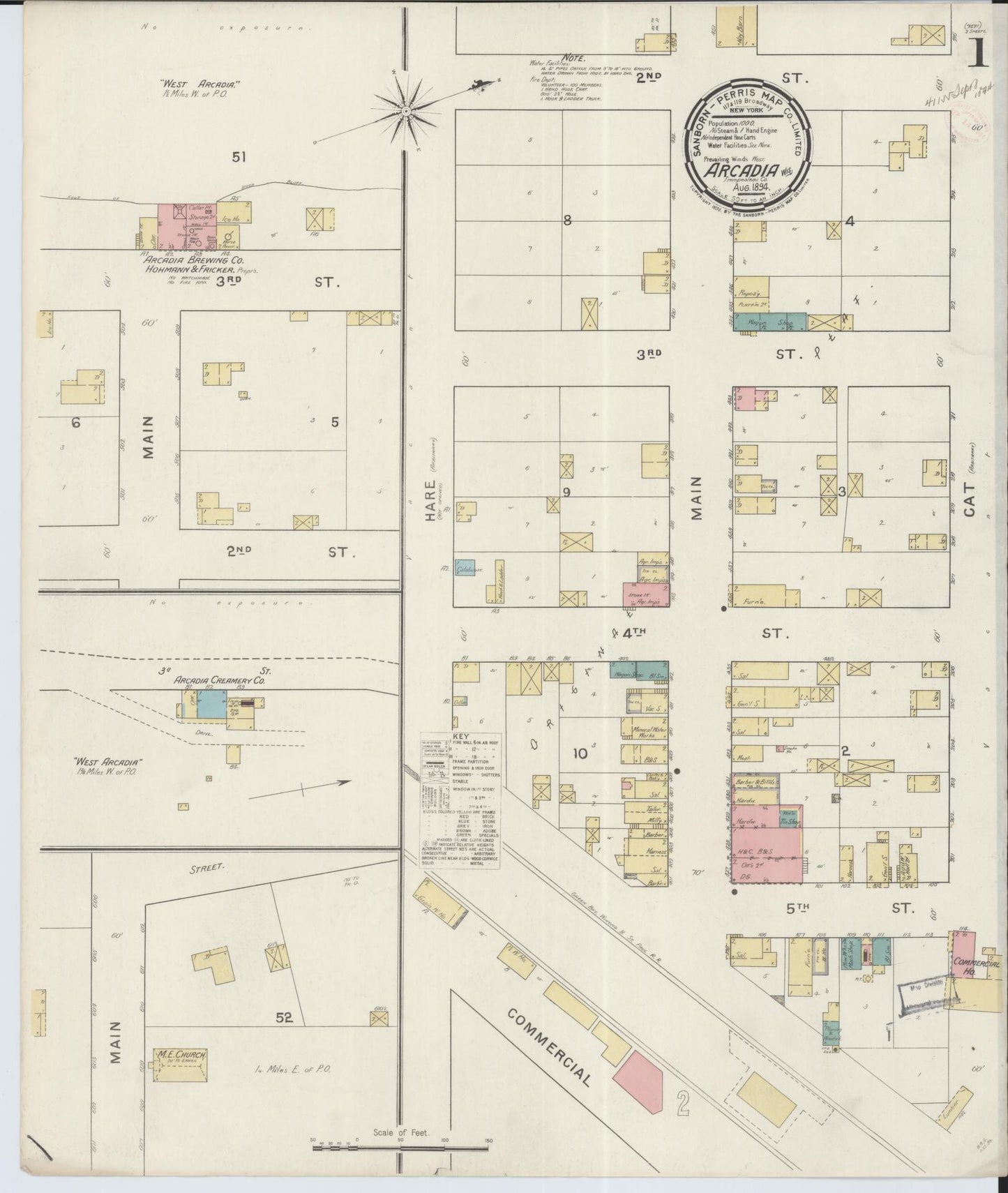 Sanborn Fire Insurance Map from Arcadia, Trempealeau County, Wisconsin (1894), Sheet #0001 - Complete Map Set gallery image, historic Sanborn map, vintage wall art, Wisconsin Wisconsin
