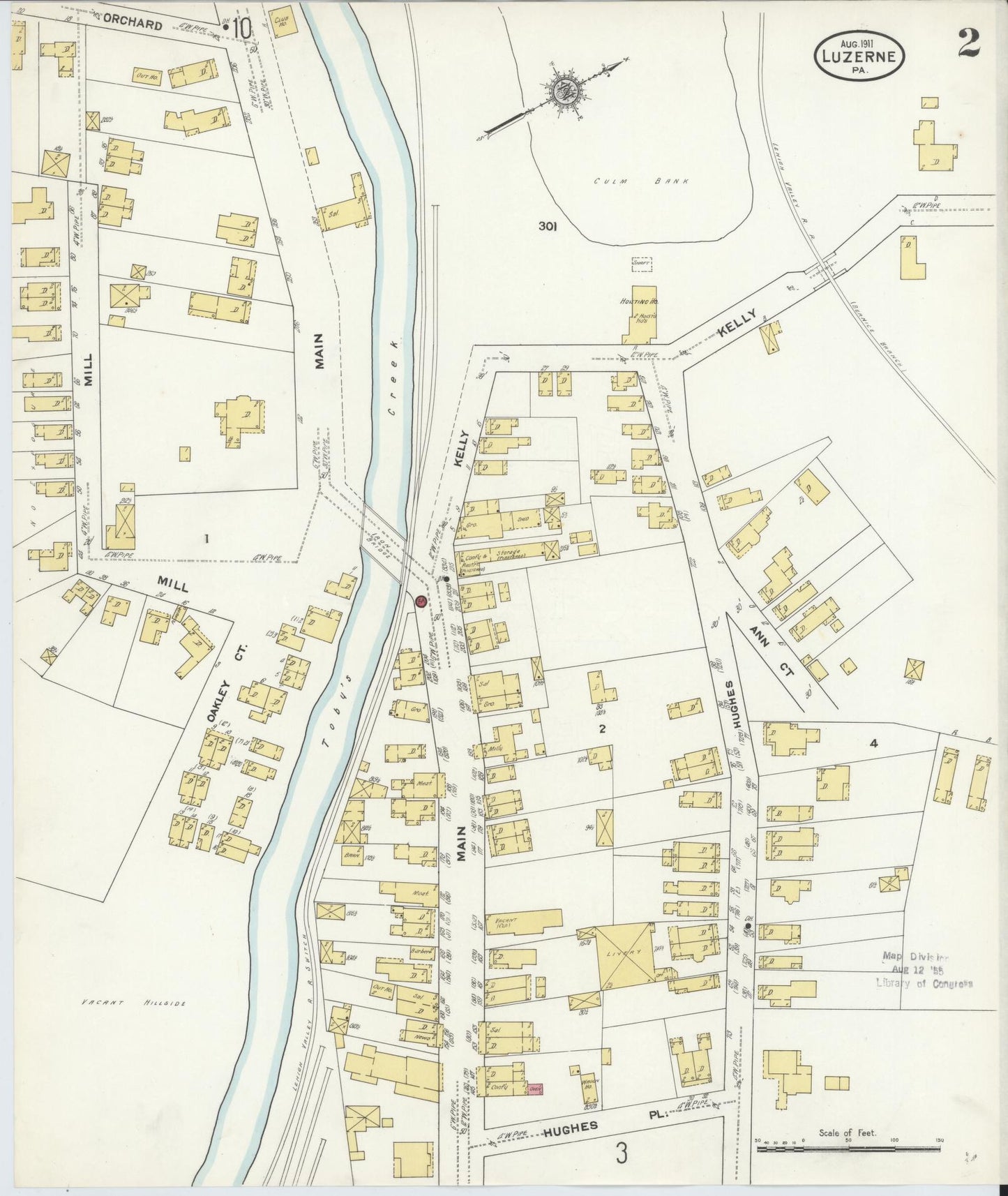 Sanborn Fire Insurance Map from Luzerne, Luzerne County, Pennsylvania (1911), Sheet #0002 - Historic Sanborn Fire Insurance Map Print, vintage old map wall art, antique decor, genealogy gift, Pennsylvania Pennsylvania map