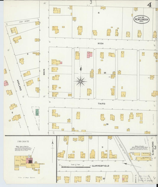 Sanborn Fire Insurance Map from New London, Huron County, Ohio (1904), Sheet #0004 - Historic Sanborn Fire Insurance Map Print, vintage old map wall art, antique decor, genealogy gift, Ohio Ohio map