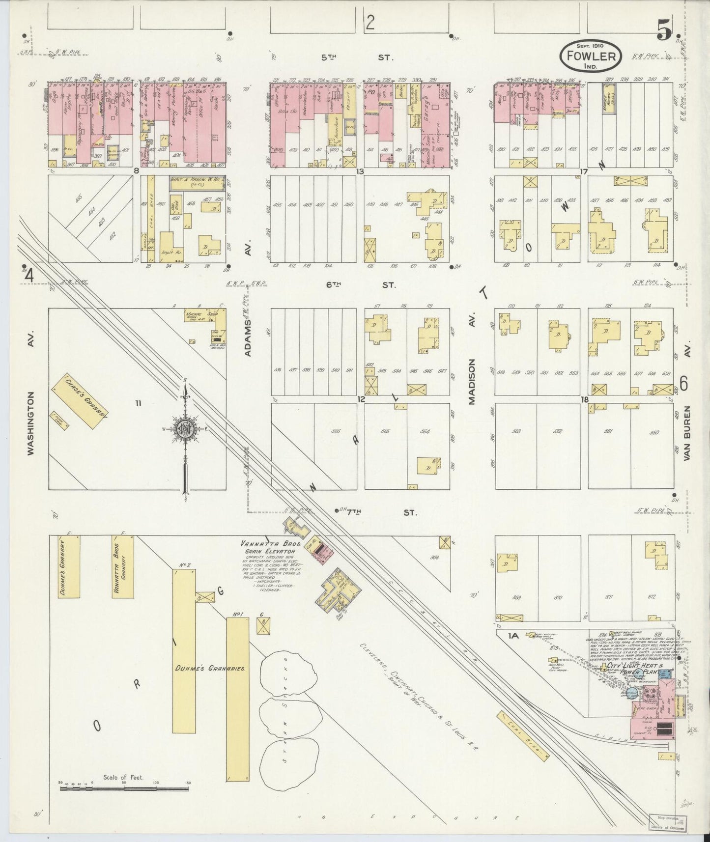 Sanborn Fire Insurance Map from Fowler, Benton County, Indiana (1910), Sheet #0005 - Complete Map Set gallery image, historic Sanborn map, vintage wall art, Indiana Indiana