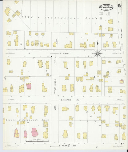 Sanborn Fire Insurance Map from Beaver Dam, Dodge County, Wisconsin (1909), Sheet #0006 - Complete Map Set gallery image, historic Sanborn map, vintage wall art, Wisconsin Wisconsin