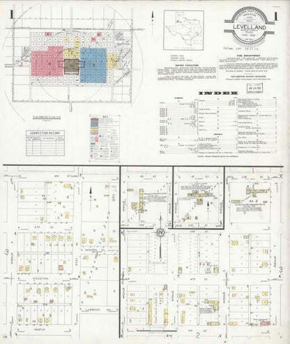 Sanborn Fire Insurance Map from Levelland, Hockley County, Texas (1933), Sheet #0001 - Historic Sanborn Fire Insurance Map Print, vintage old map wall art, antique decor, genealogy gift, Texas Texas map