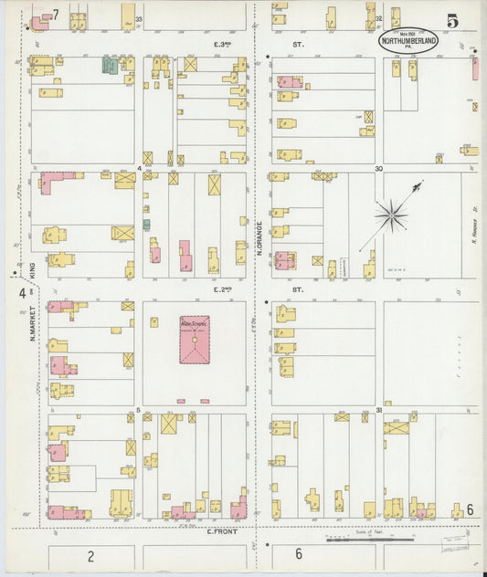 Sanborn Fire Insurance Map from Northumberland, Northumberland County, Pennsylvania (1901), Sheet #0005 - Historic Sanborn Fire Insurance Map Print, vintage old map wall art, antique decor, genealogy gift, Pennsylvania Pennsylvania map