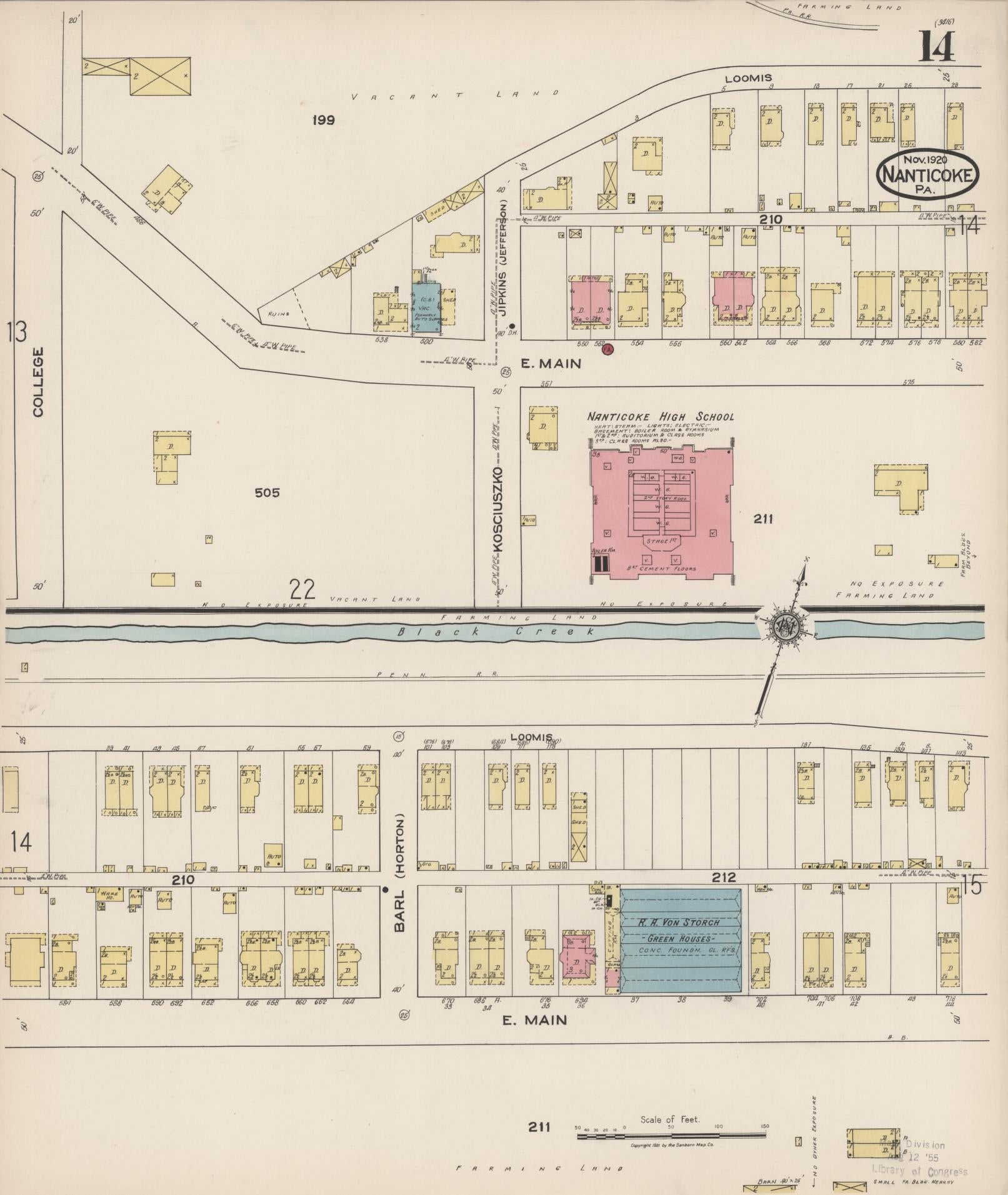 Sanborn Fire Insurance Map from Nanticoke, Luzerne County, Pennsylvania (1920), Sheet #0014 - Complete Map Set gallery image, historic Sanborn map, vintage wall art, Pennsylvania Pennsylvania