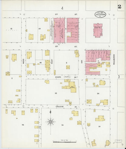 Sanborn Fire Insurance Map from Jackson, Butts County, Georgia (1905), Sheet #0002 - Complete Map Set gallery image, historic Sanborn map, vintage wall art, Georgia Georgia