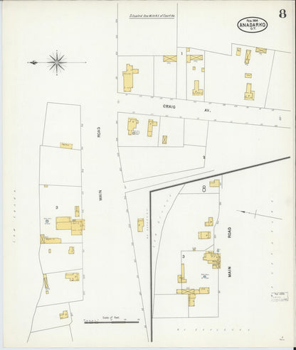 Sanborn Fire Insurance Map from Anadarko, Caddo County, Oklahoma (1904), Sheet #0008 - Complete Map Set gallery image, historic Sanborn map, vintage wall art, Oklahoma Oklahoma