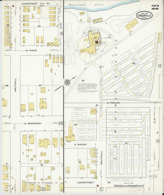 Sanborn Fire Insurance Map from Greenville, Washington County, Mississippi (1915), Sheet #0022 - Historic Sanborn Fire Insurance Map Print, vintage old map wall art, antique decor, genealogy gift, Mississippi Mississippi map