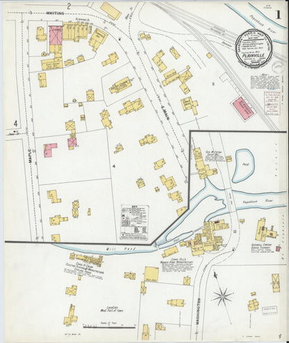 Sanborn Fire Insurance Map from Plainville, Hartford County, Connecticut (1900), Sheet #0001 - Complete Map Set gallery image, historic Sanborn map, vintage wall art, Connecticut Connecticut
