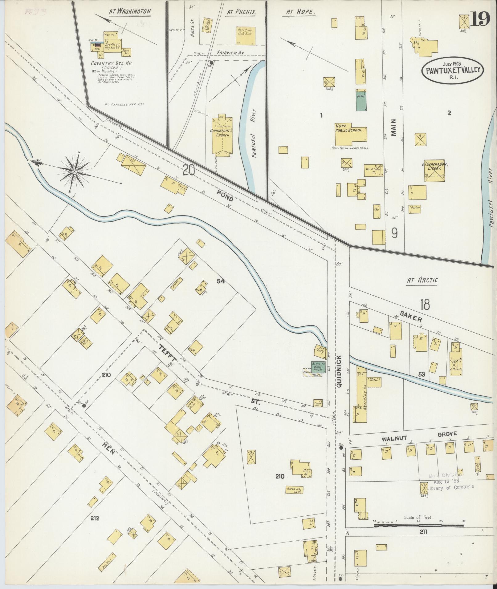 Sanborn Fire Insurance Map from Pawtuxet Valley, Kent and Providence Counties, Rhode Island (1903), Sheet #0019 - Historic Sanborn Fire Insurance Map Print, vintage old map wall art, antique decor, genealogy gift, Washington Washington map