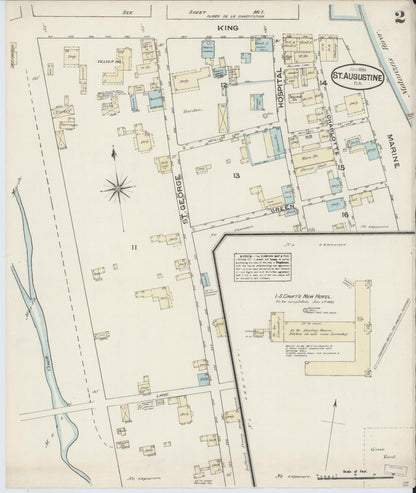 Sanborn Fire Insurance Map from Saint Augustine, Saint John's County, Florida (1884), Sheet #0002 - Historic Sanborn Fire Insurance Map Print, vintage old map wall art, antique decor, genealogy gift, Florida Florida map