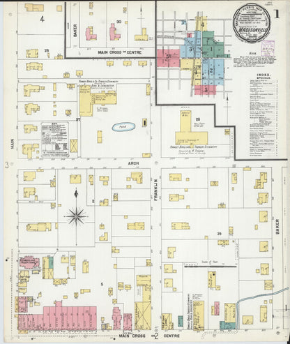 Sanborn Fire Insurance Map from Madisonville, Hopkins County, Kentucky (1901), Sheet #0001 - Complete Map Set gallery image, historic Sanborn map, vintage wall art, Kentucky Kentucky