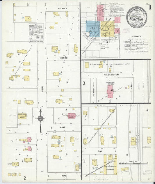 Sanborn Fire Insurance Map from Brighton, Macoupin County, Illinois (1910), Sheet #0001 - Historic Sanborn Fire Insurance Map Print, vintage old map wall art, antique decor, genealogy gift, Illinois Illinois map