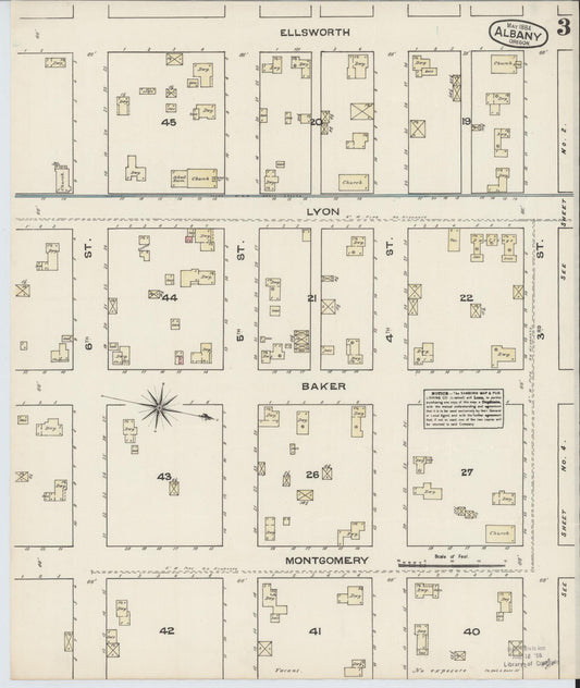 Sanborn Fire Insurance Map from Albany, Linn County, Oregon (1884), Sheet #0003 - Historic Sanborn Fire Insurance Map Print, vintage old map wall art, antique decor, genealogy gift, Oregon Oregon map