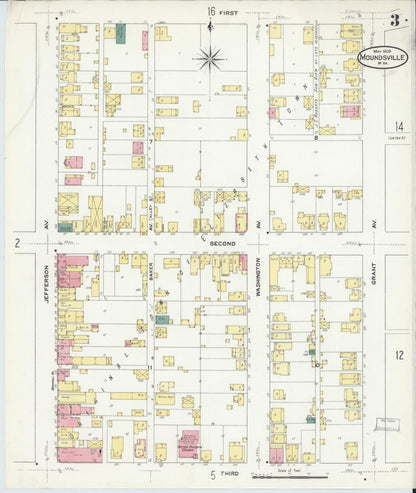 Sanborn Fire Insurance Map from Moundsville, Marshall County, West Virginia (1909), Sheet #0003 - Complete Map Set gallery image, historic Sanborn map, vintage wall art, West Virginia West Virginia