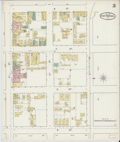 Sanborn Fire Insurance Map from San Rafael, Marin County, California (1887), Sheet #0003 - Complete Map Set gallery image, historic Sanborn map, vintage wall art, California California