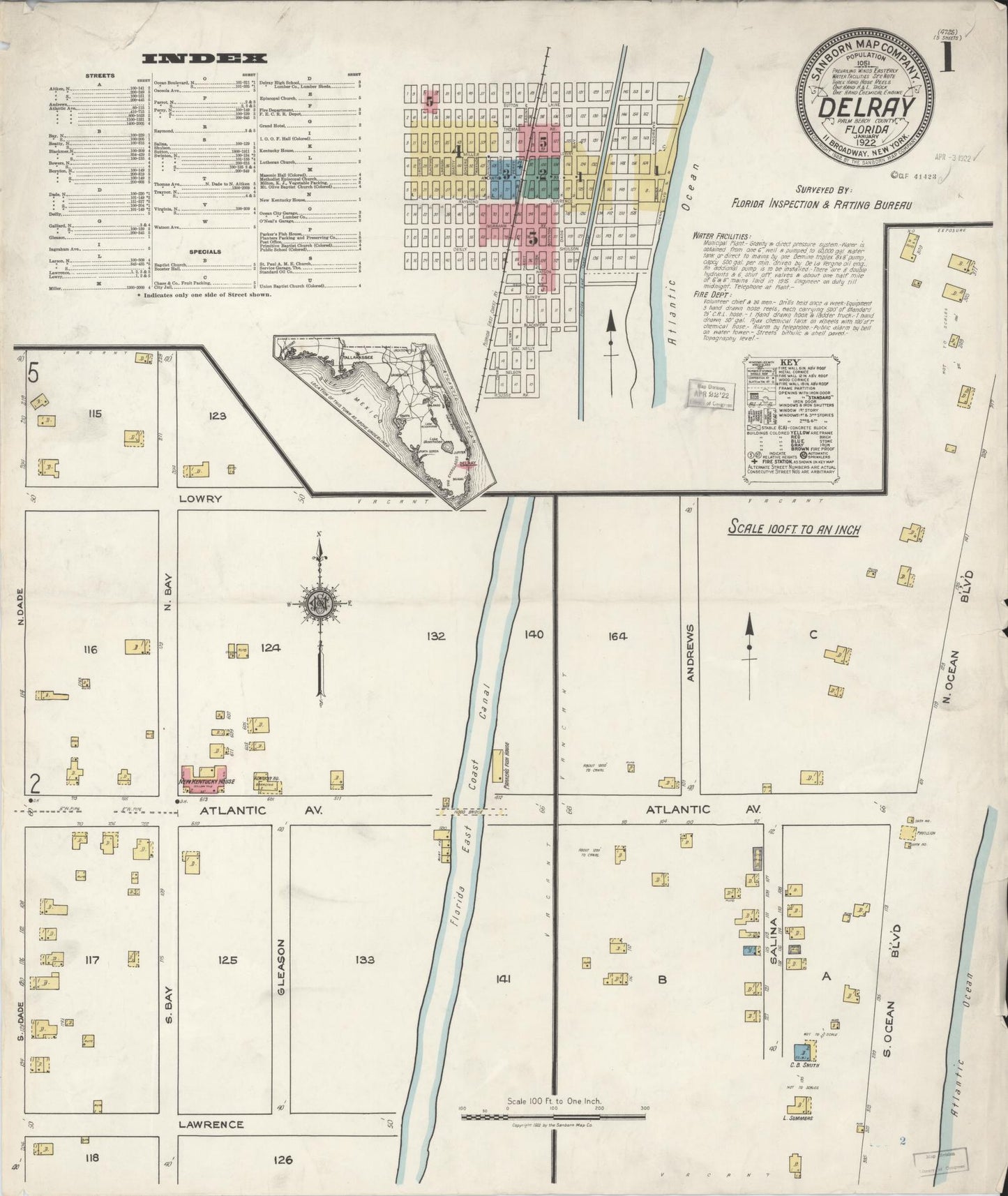 Sanborn Fire Insurance Map from Delray, Palm Beach County, Florida. (1922) – Historic Sanborn Fire Insurance Map Print
