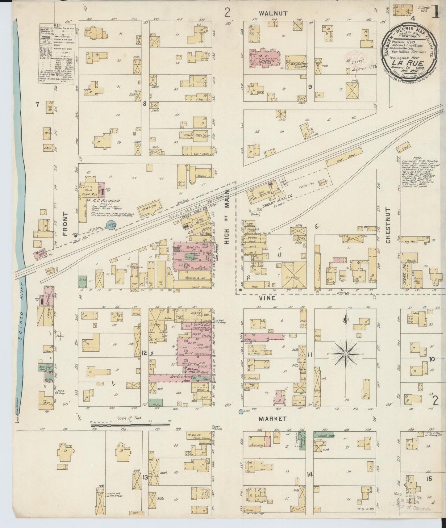 Sanborn Fire Insurance Map from La Rue, Marion County, Ohio (1891), Sheet #0001 - Historic Sanborn Fire Insurance Map Print, vintage old map wall art, antique decor, genealogy gift, Ohio Ohio map