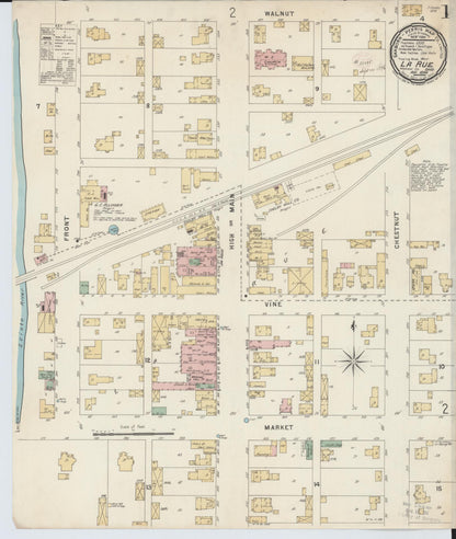 Sanborn Fire Insurance Map from La Rue, Marion County, Ohio (1891), Sheet #0001 - Historic Sanborn Fire Insurance Map Print, vintage old map wall art, antique decor, genealogy gift, Ohio Ohio map