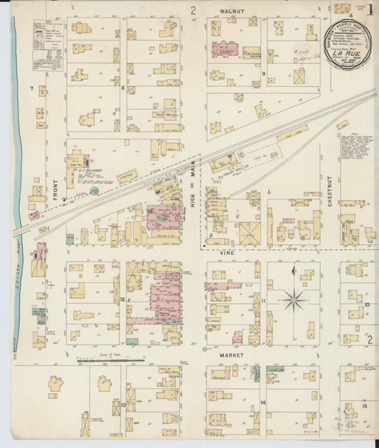 Sanborn Fire Insurance Map from La Rue, Marion County, Ohio (1891), Sheet #0001 - Historic Sanborn Fire Insurance Map Print, vintage old map wall art, antique decor, genealogy gift, Ohio Ohio map