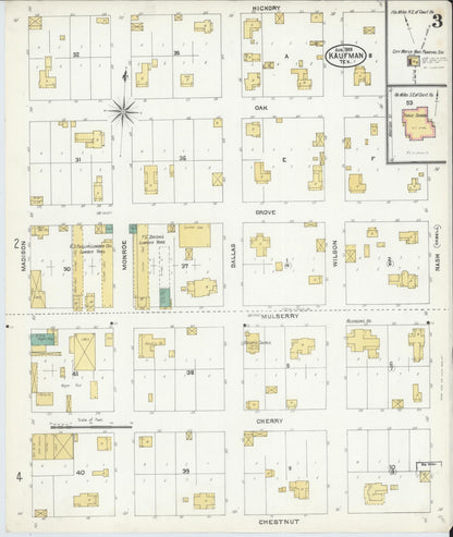 Sanborn Fire Insurance Map from Kaufman, Kaufman County, Texas (1905), Sheet #0003 - Complete Map Set gallery image, historic Sanborn map, vintage wall art, Texas Texas