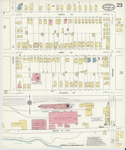Sanborn Fire Insurance Map from Franklin, Venango County, Pennsylvania (1912), Sheet #0023 - Complete Map Set gallery image, historic Sanborn map, vintage wall art, Pennsylvania Pennsylvania