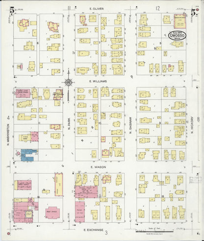 Sanborn Fire Insurance Map from Owosso, Shiawassee County, Michigan (1924), Sheet #0005 - Complete Map Set gallery image, historic Sanborn map, vintage wall art, Michigan Michigan