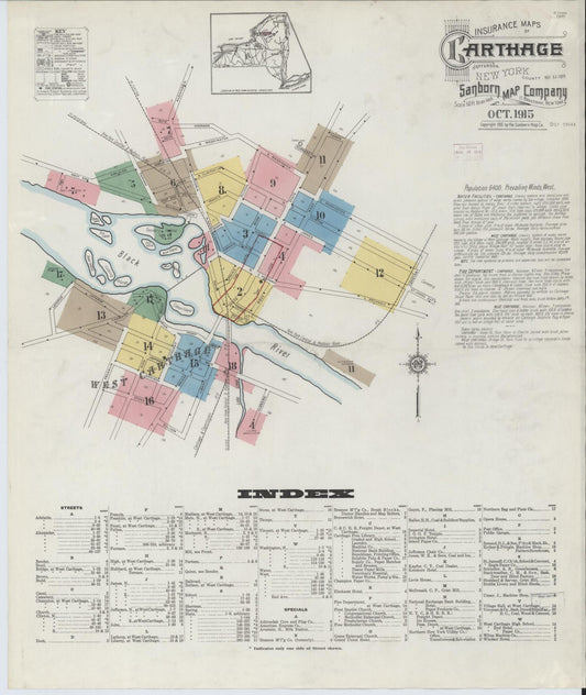 Sanborn Fire Insurance Map from Carthage, Jefferson County, New York. (1915) – Historic Sanborn Fire Insurance Map Print
