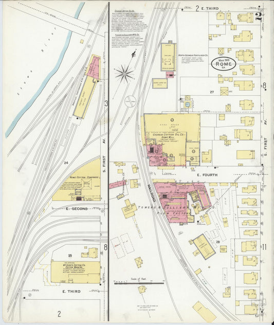 Sanborn Fire Insurance Map from Rome, Floyd County, Georgia (1909), Sheet #0002 - Historic Sanborn Fire Insurance Map Print, vintage old map wall art, antique decor, genealogy gift, Georgia Georgia map
