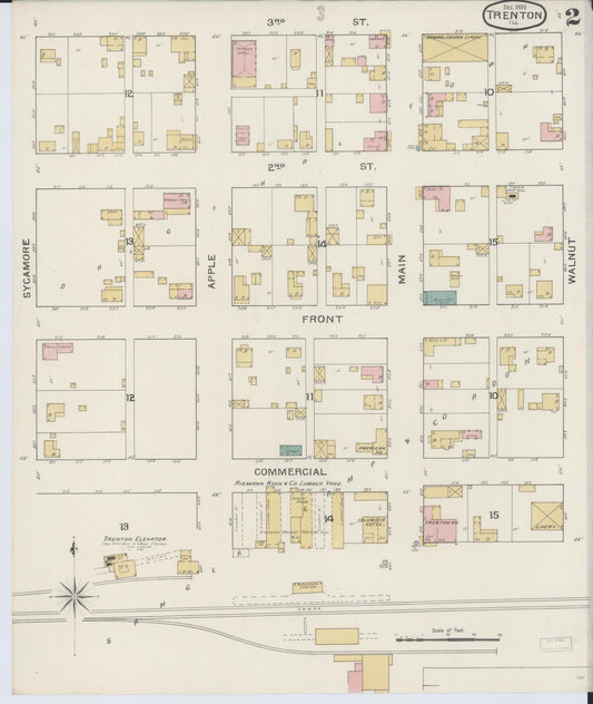 Sanborn Fire Insurance Map from Trenton, Clinton County, Illinois (1893), Sheet #0002 - Historic Sanborn Fire Insurance Map Print, vintage old map wall art, antique decor, genealogy gift, Illinois Illinois map