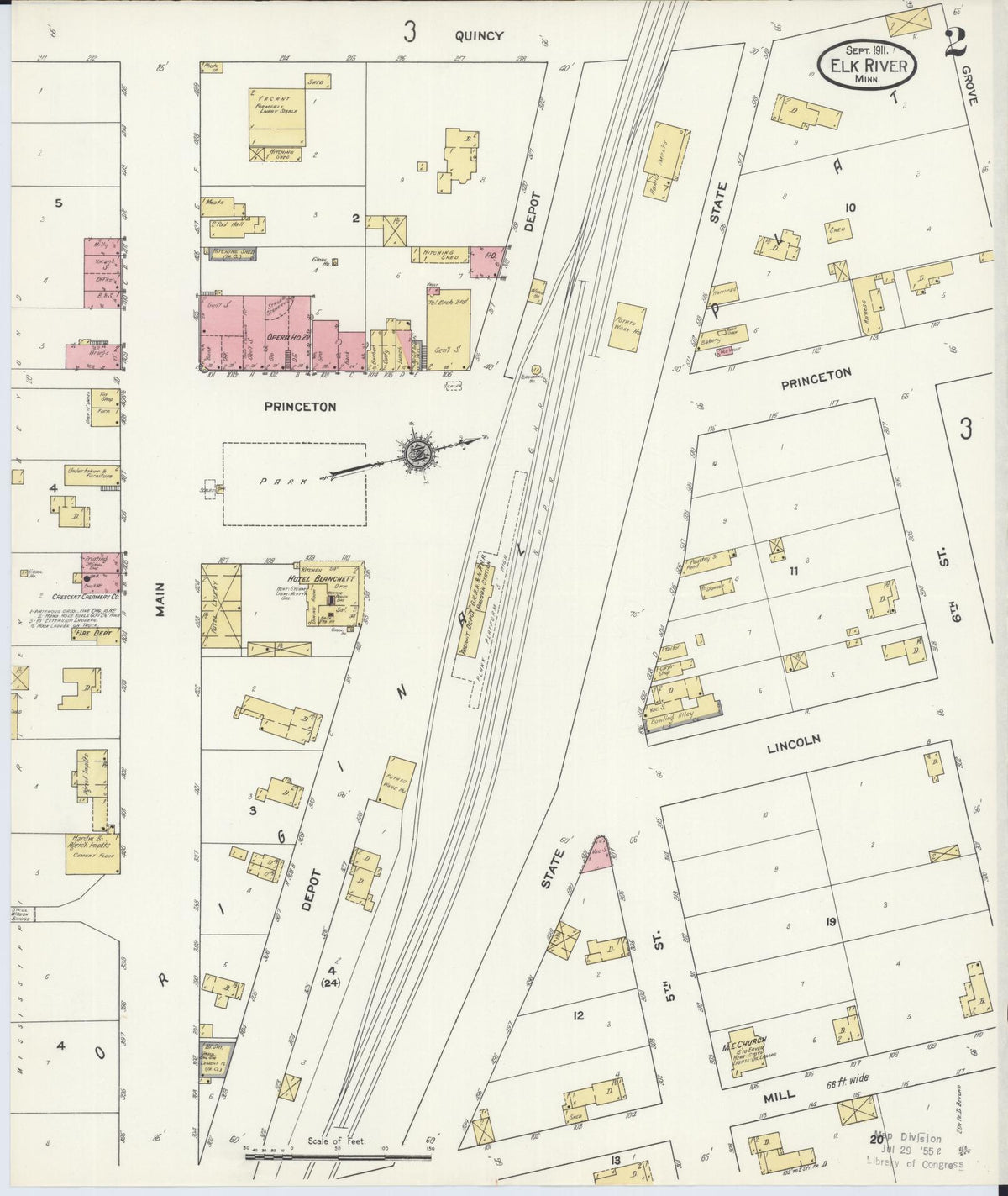 Sanborn Fire Insurance Map from Elk River, Sherburne County, Minnesota (1911), Sheet #0002 - Complete Map Set gallery image, historic Sanborn map, vintage wall art, Minnesota Minnesota