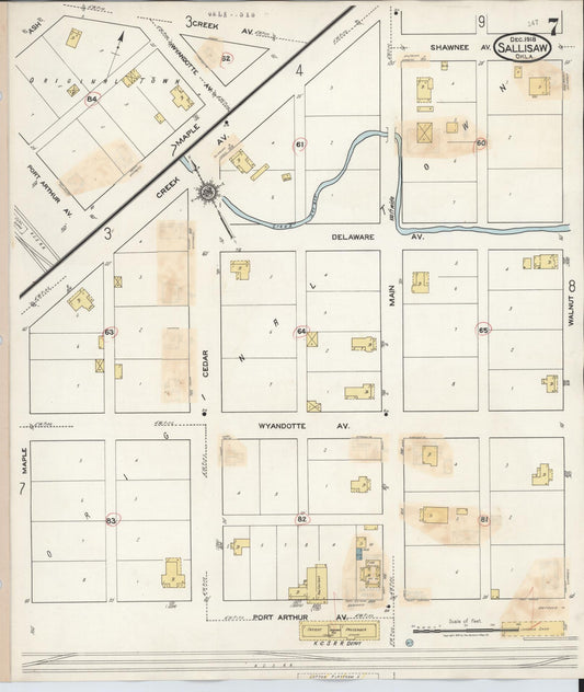 Sanborn Fire Insurance Map from Sallisaw, Sequoyah County, Oklahoma (1933), Sheet #0007 - Historic Sanborn Fire Insurance Map Print, vintage old map wall art, antique decor, genealogy gift, Oklahoma Oklahoma map