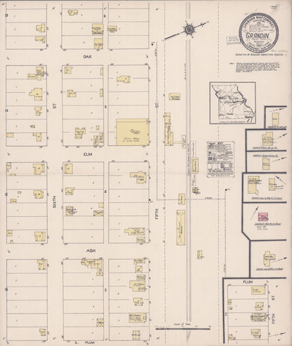 Sanborn Fire Insurance Map from Grandin, Carter County, Missouri (1922), Sheet #0001 - Historic Sanborn Fire Insurance Map Print, vintage old map wall art, antique decor, genealogy gift, Missouri Missouri map