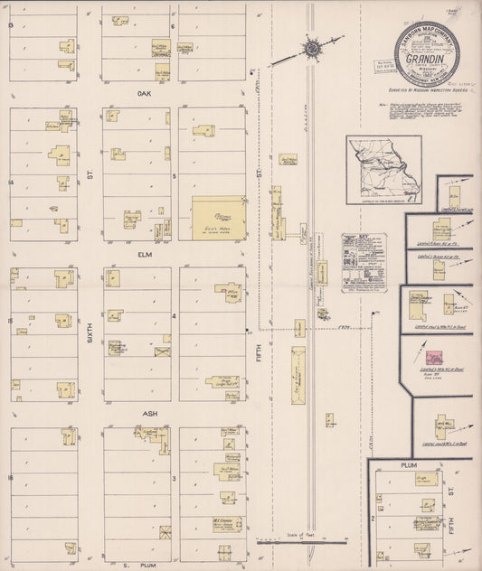 Sanborn Fire Insurance Map from Grandin, Carter County, Missouri (1922), Sheet #0001 - Historic Sanborn Fire Insurance Map Print, vintage old map wall art, antique decor, genealogy gift, Missouri Missouri map