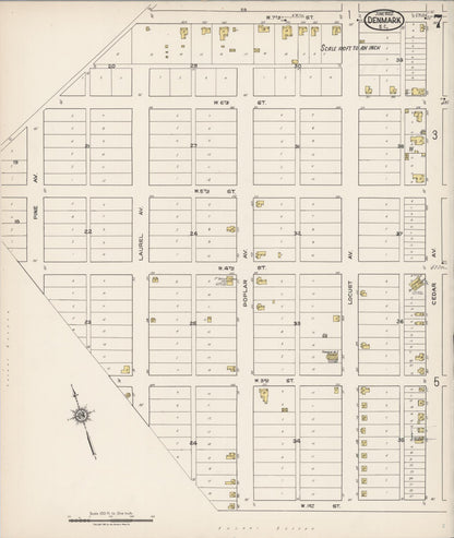 Sanborn Fire Insurance Map from Denmark, Bamberg County, South Carolina (1922), Sheet #0007 - Complete Map Set gallery image, historic Sanborn map, vintage wall art, South Carolina South Carolina