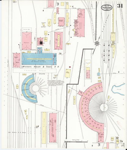 Sanborn Fire Insurance Map from Parsons, Labette County, Kansas (1911), Sheet #0031 - Complete Map Set gallery image, historic Sanborn map, vintage wall art, Kansas Kansas