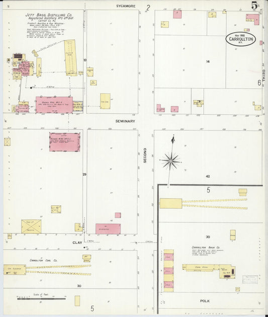 Sanborn Fire Insurance Map from Carrollton, Carroll County, Kentucky (1908), Sheet #0005 - Historic Sanborn Fire Insurance Map Print, vintage old map wall art, antique decor, genealogy gift, Kentucky Kentucky map